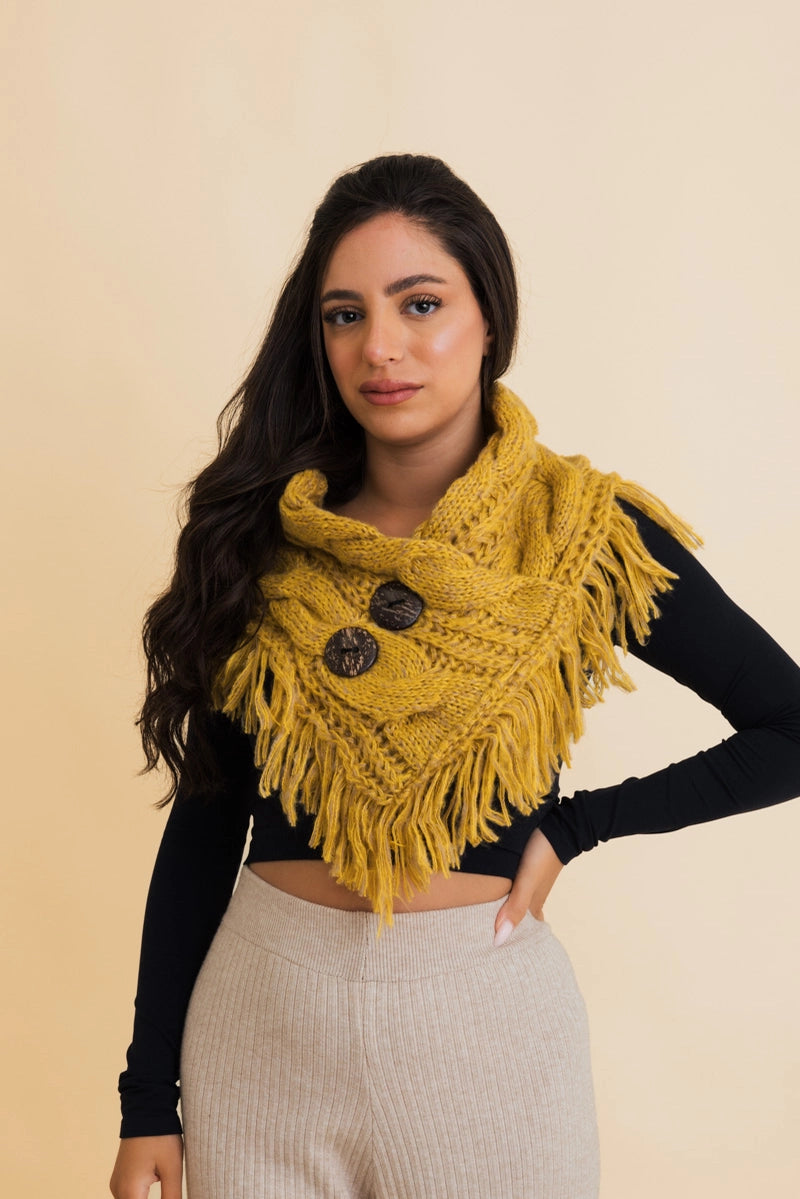 Heathered Shoulder Warmer with Coco Buttons / Pre- Order Available November
