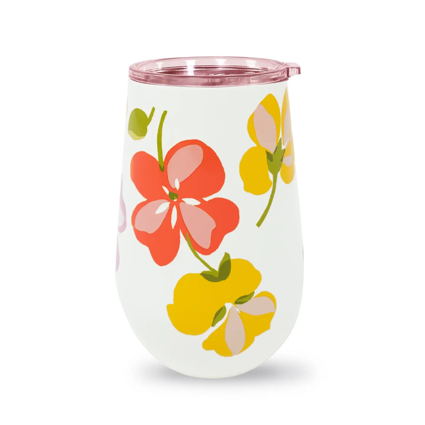 Stainless Steel Wine Tumbler, Spring Pansie