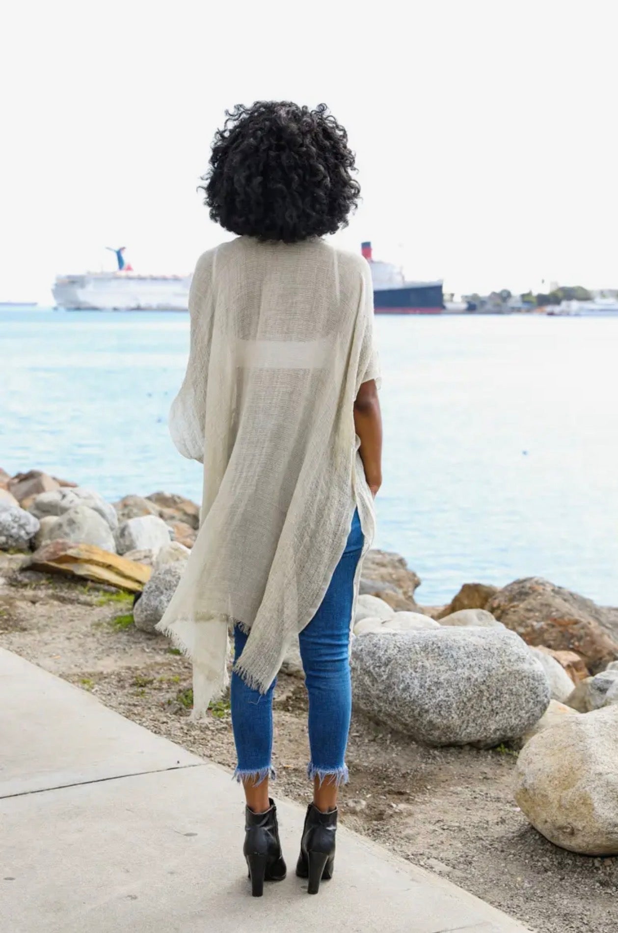 Summer Kimono with Open Weave and Sequin Accents ✨  "One Size Fits Most"