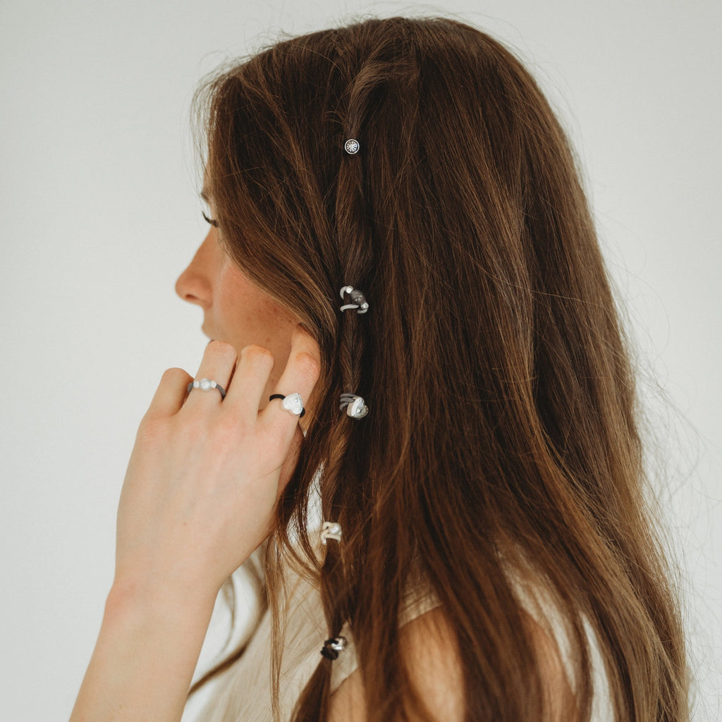 "Luna" Silver & Cool Tones Hair Tie Rings