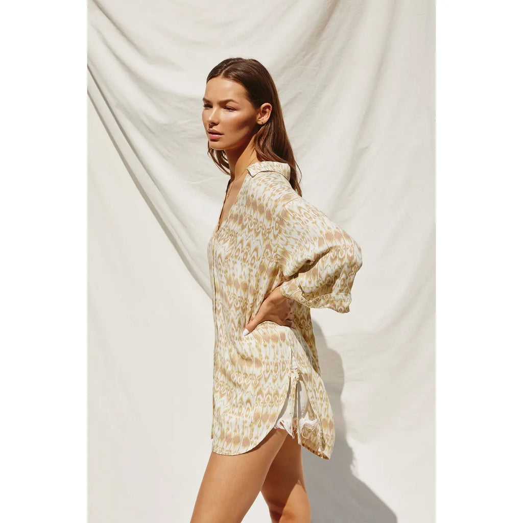 Oceans Away Tie Detail Tunic Shirt