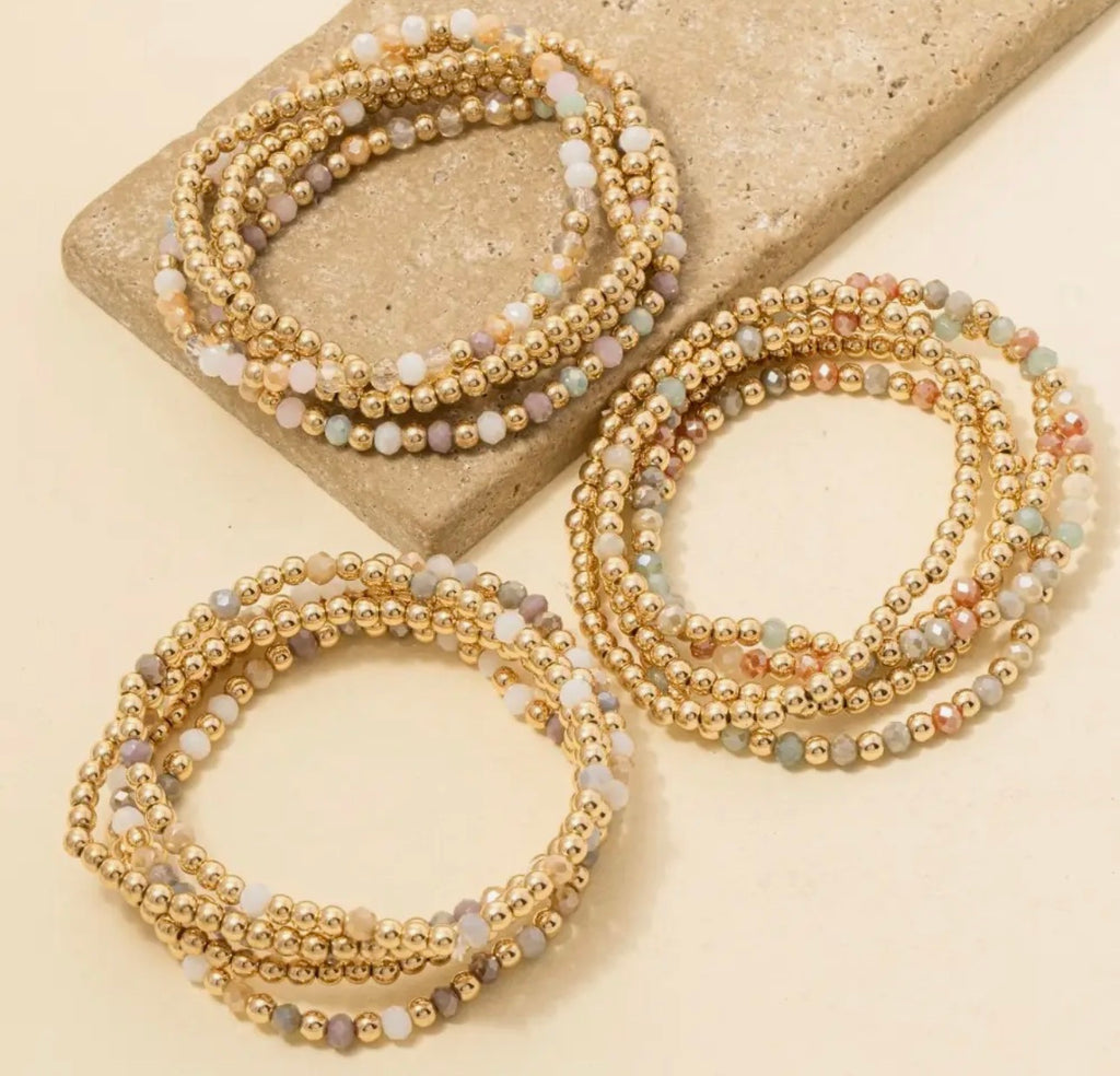 Metallic and Faceted Beaded Bracelet Set