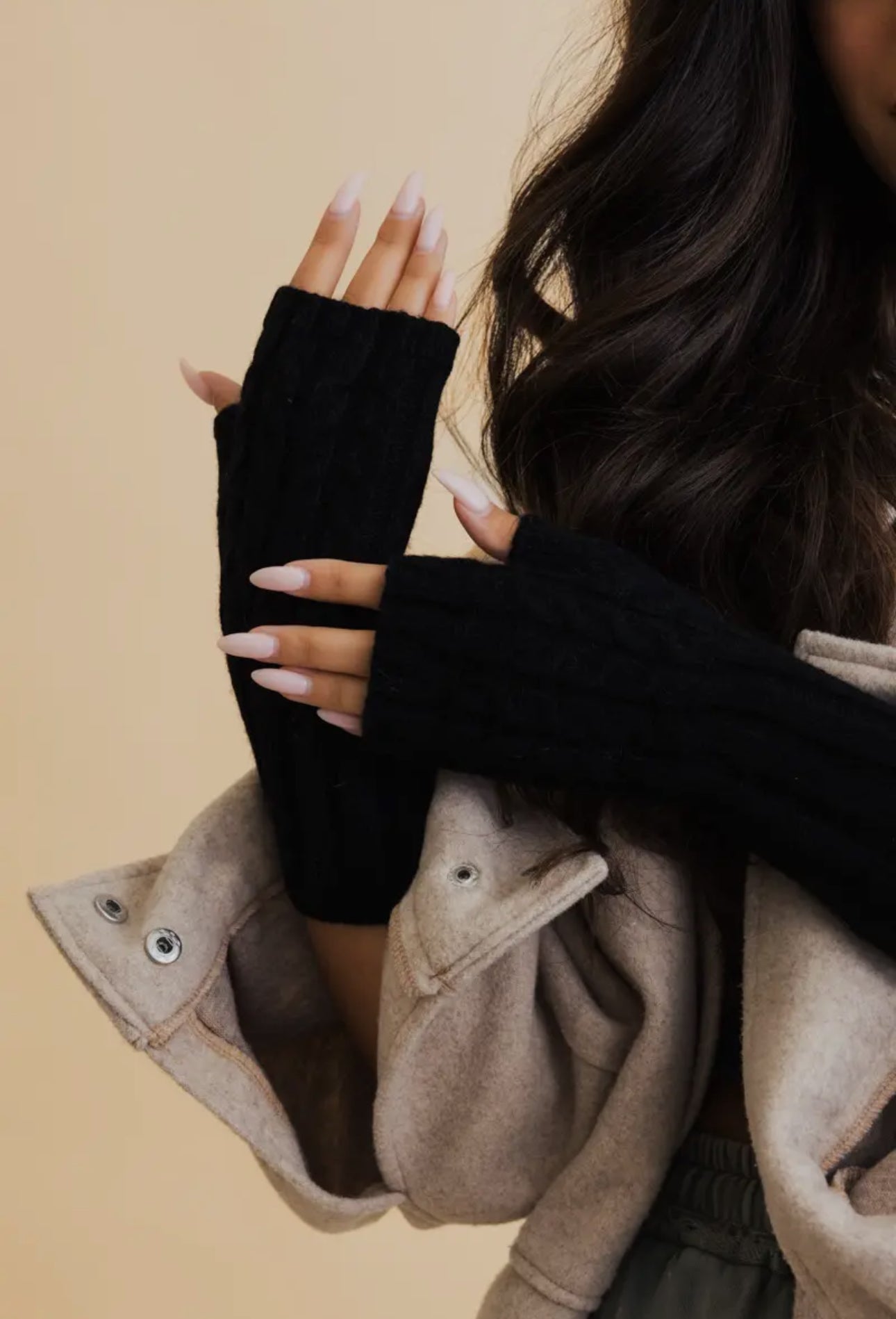 Knit gloves-fingerless