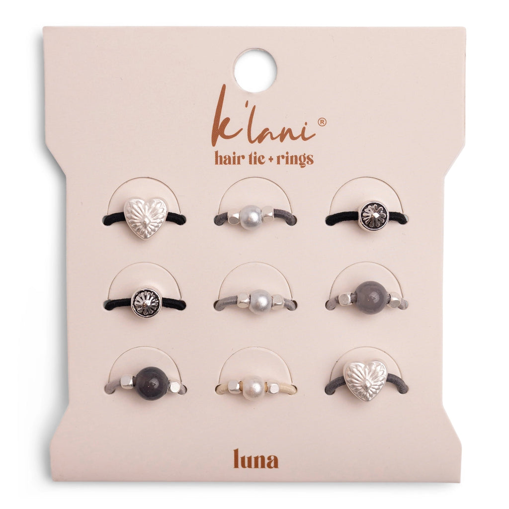 "Luna" Silver & Cool Tones Hair Tie Rings