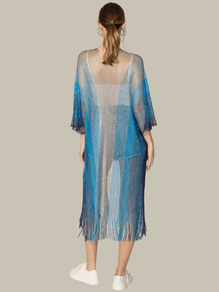 Two Tone Lurex Summer Kimono Cover Up