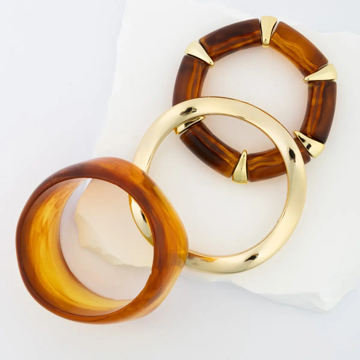 Amber Resin Three-Piece Bracelet Set