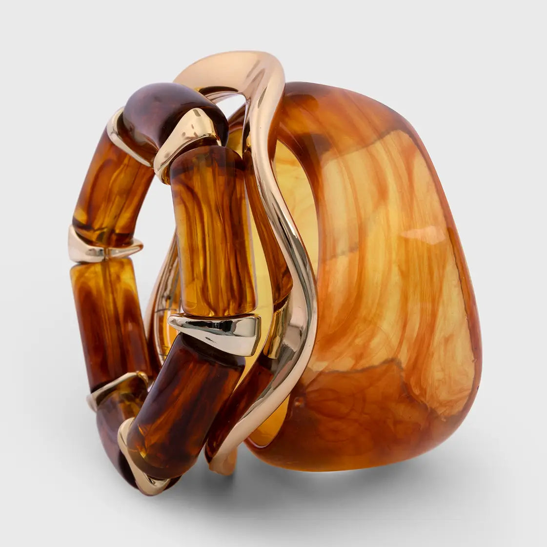 Amber Resin Three-Piece Bracelet Set