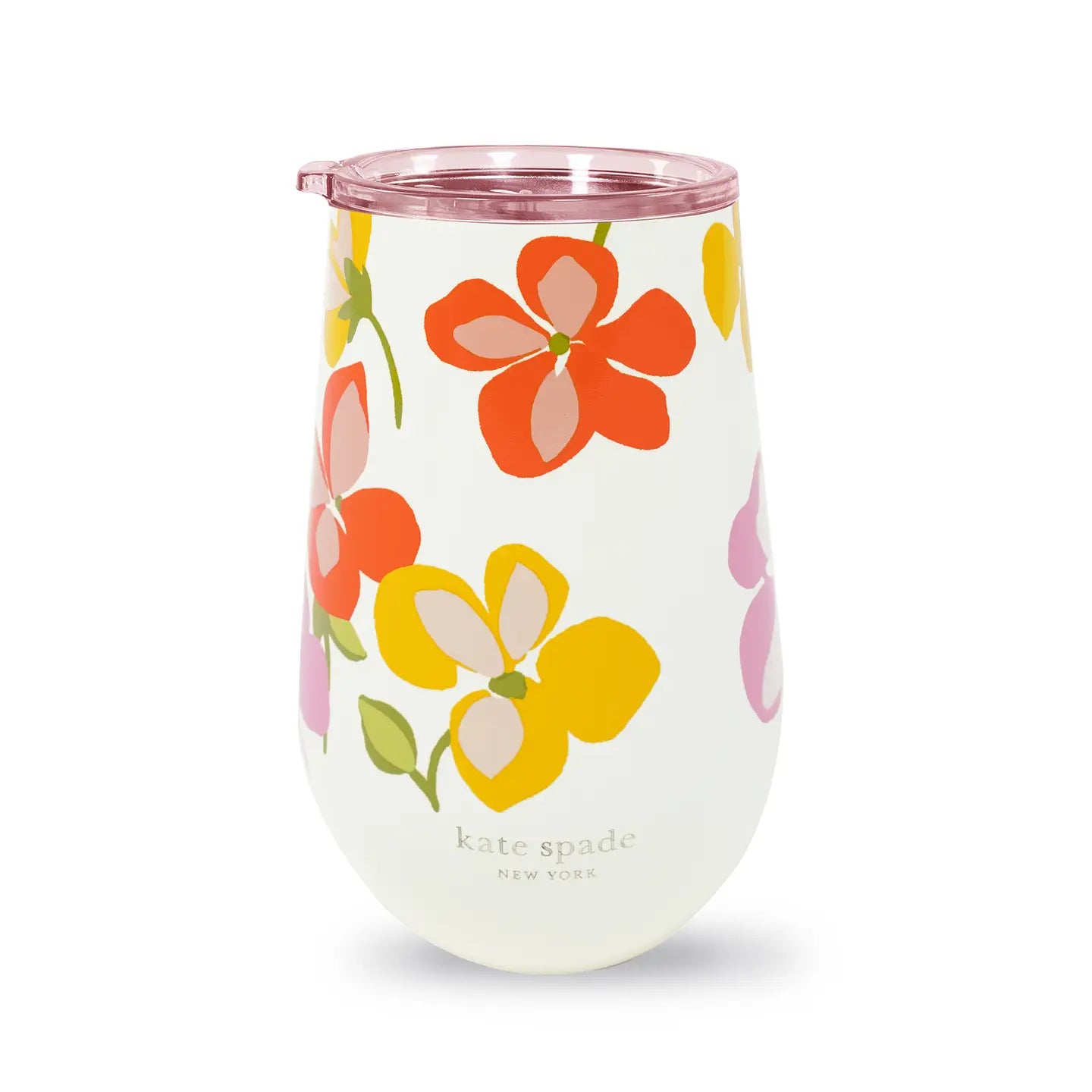 Stainless Steel Wine Tumbler, Spring Pansie