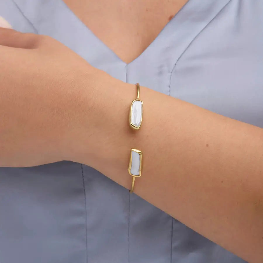Double Freshwater Pearl Cuff Bracelet