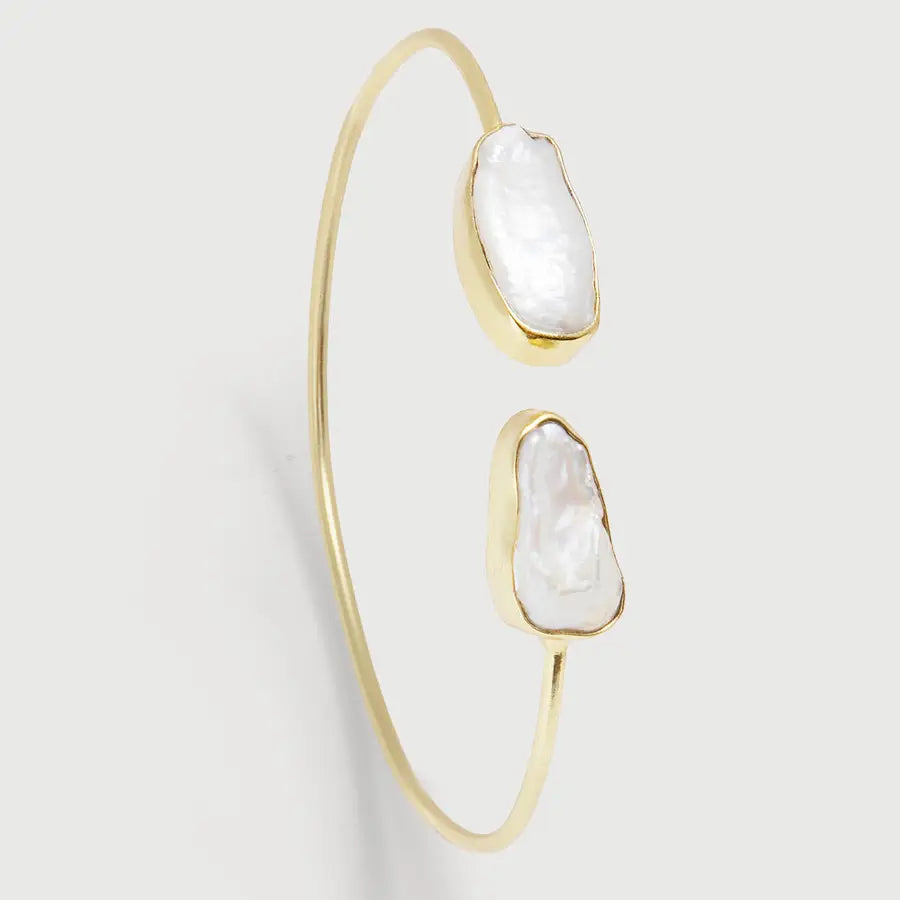 Double Freshwater Pearl Cuff Bracelet