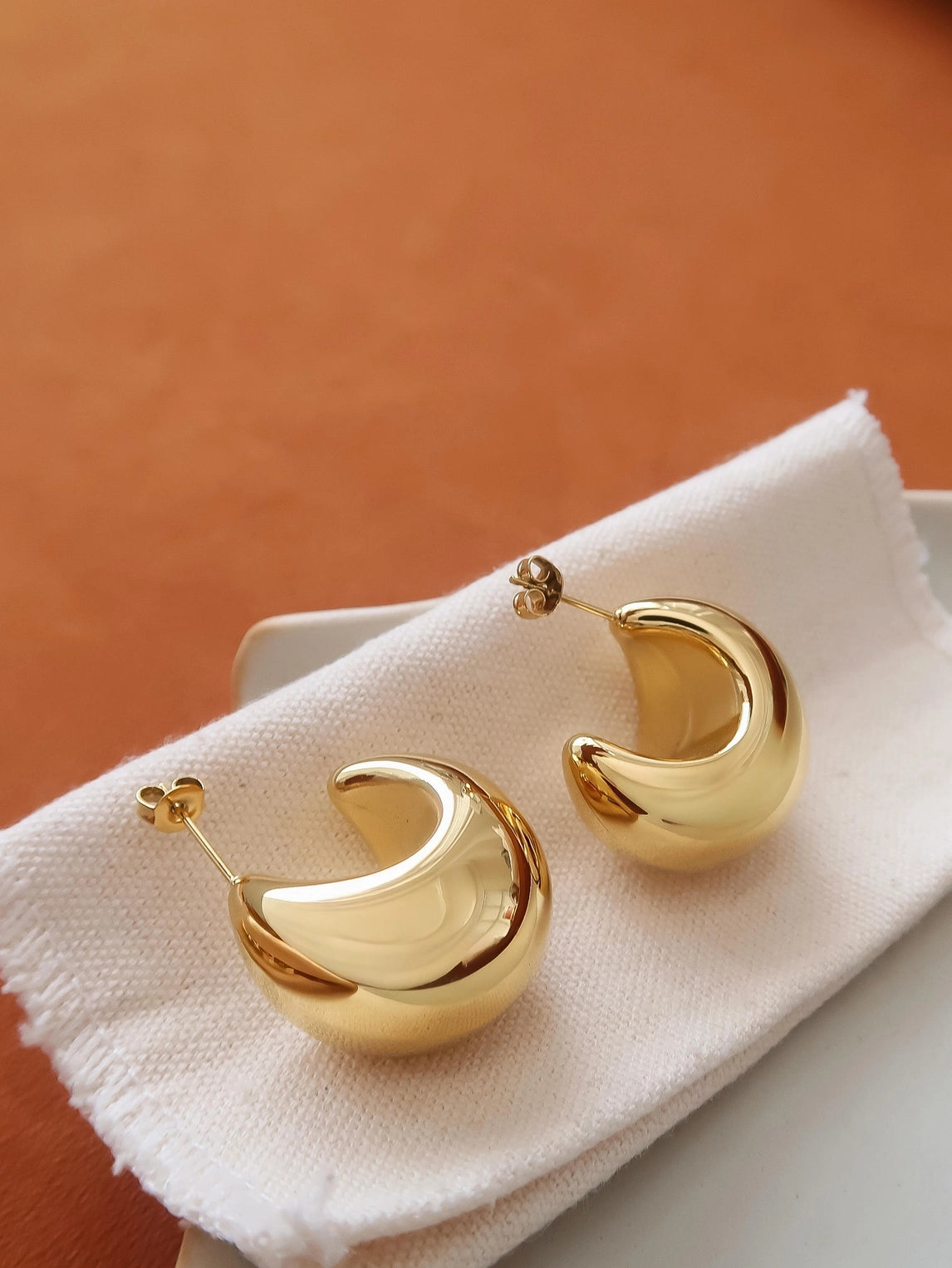 Hara 18K Gold Non-Tarnish Puffy Dome Earrings