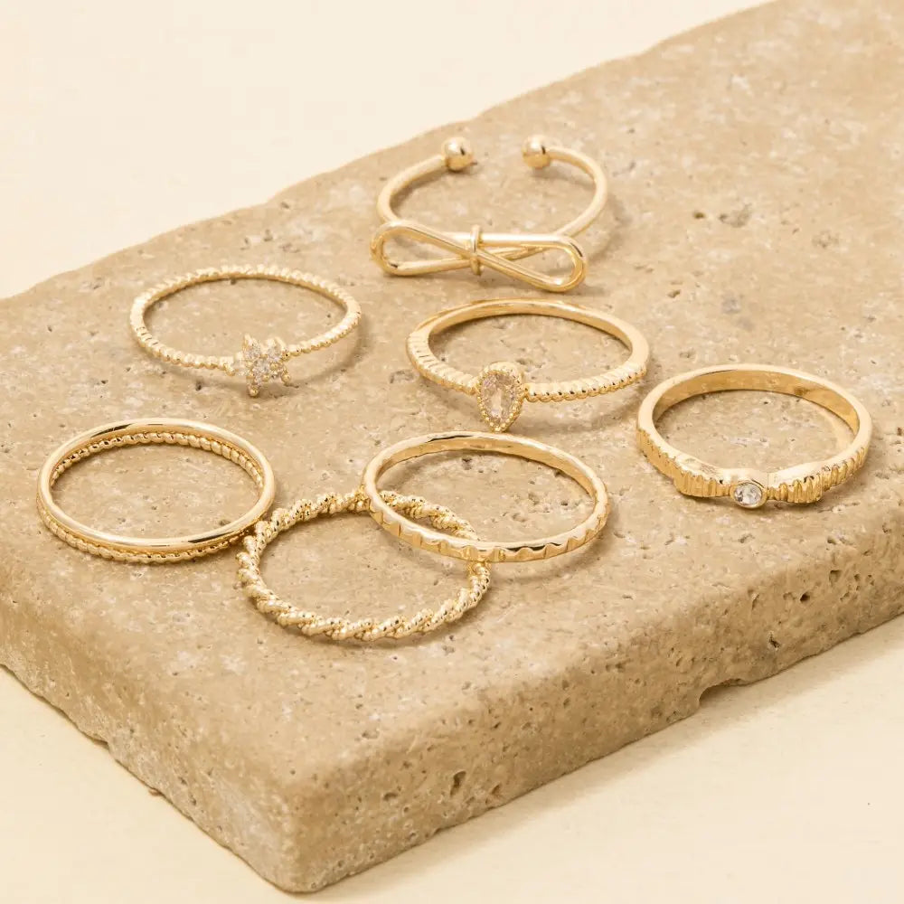 Seven Piece Assorted Rings Set
