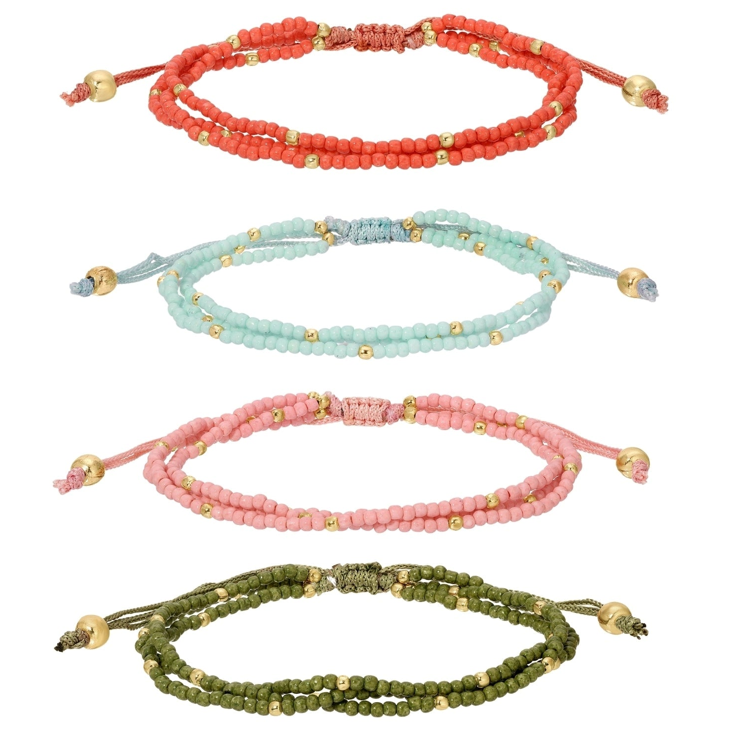 2mm Triple Adjustable Seed Bead Bracelets