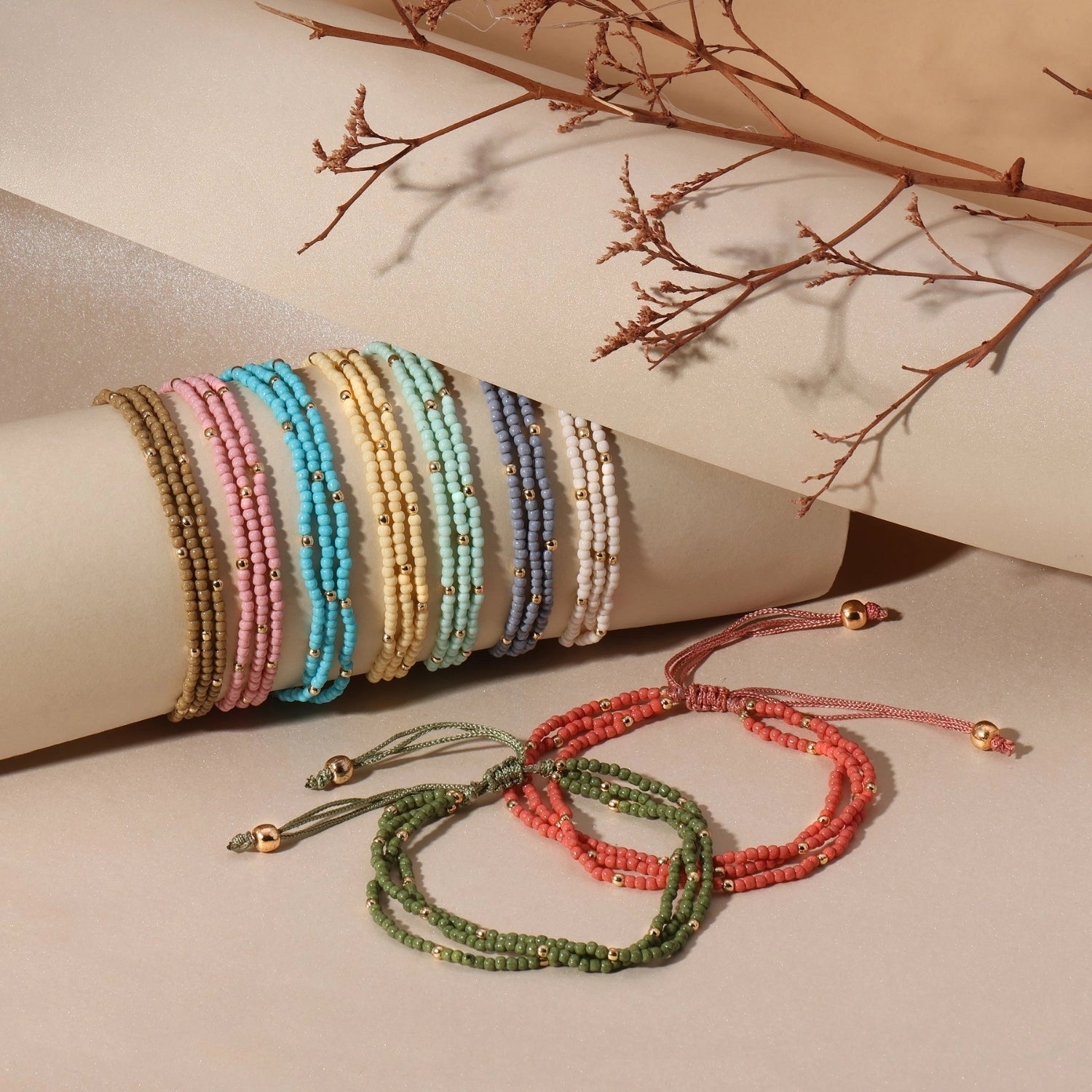 2mm Triple Adjustable Seed Bead Bracelets