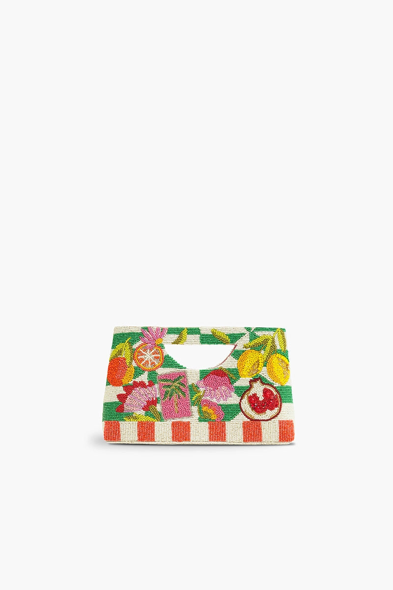 Mediterranean Lemon Pomegranate Beaded Handheld Tote