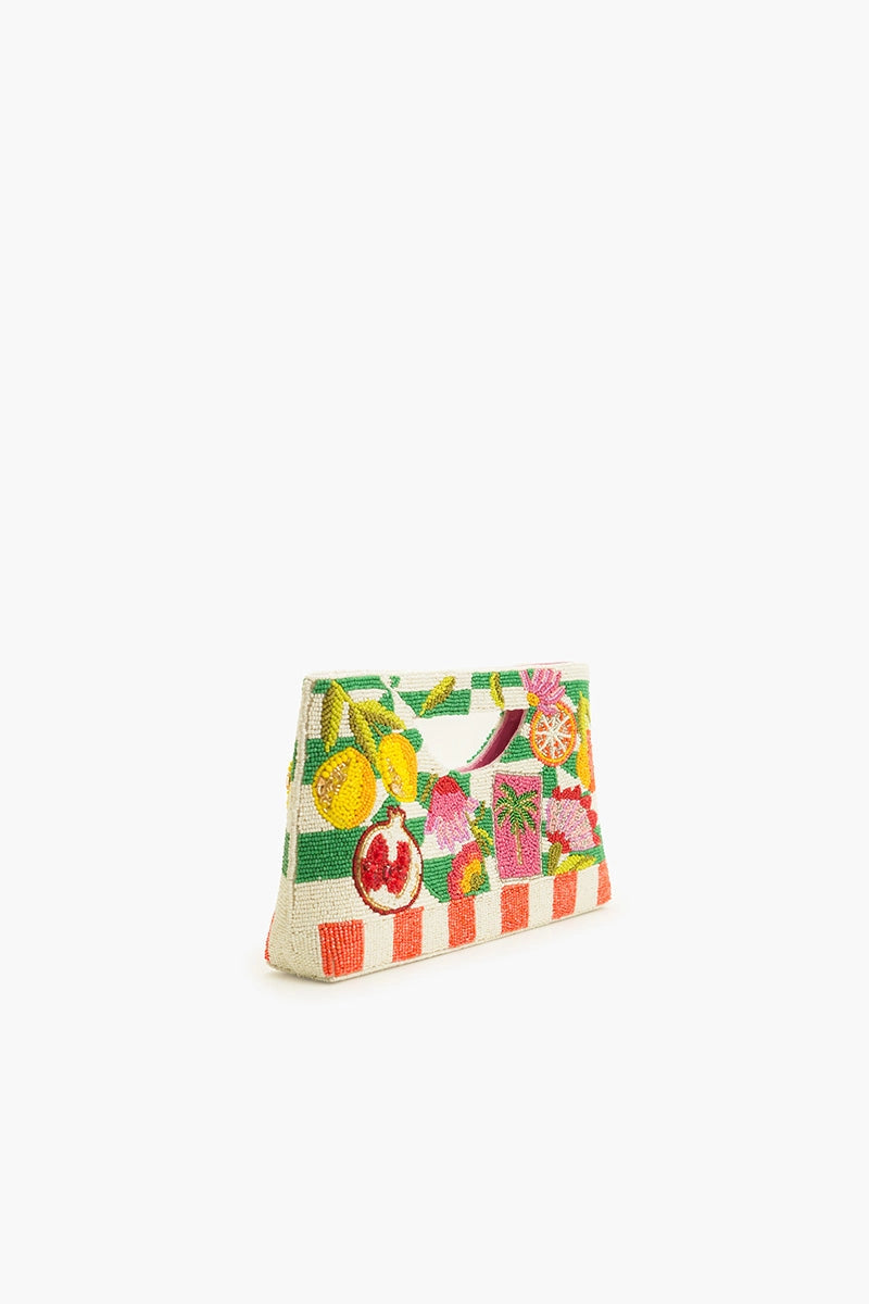 Mediterranean Lemon Pomegranate Beaded Handheld Tote