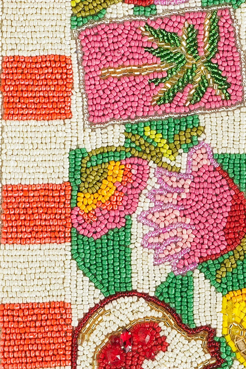 Mediterranean Lemon Pomegranate Beaded Handheld Tote