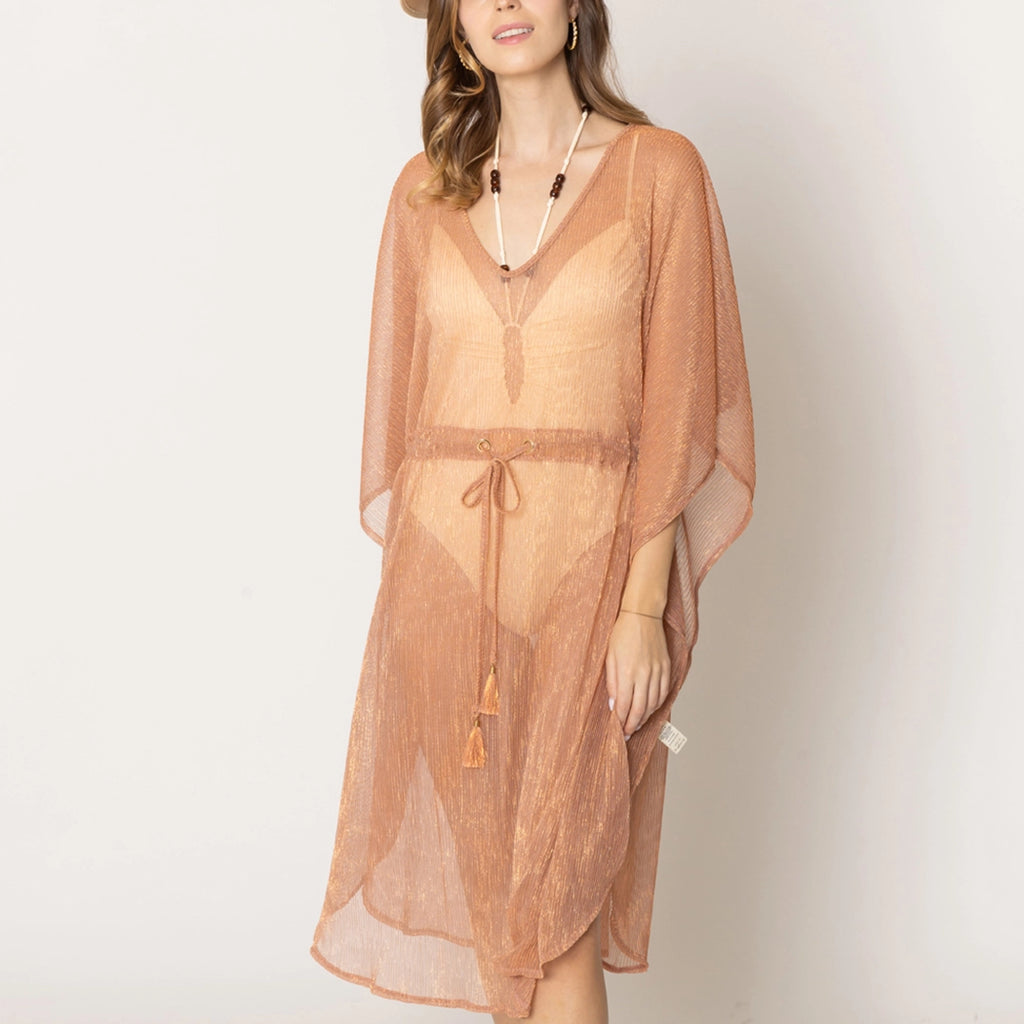 Lurex Sheer String Poncho Beach Cover-Up Dress