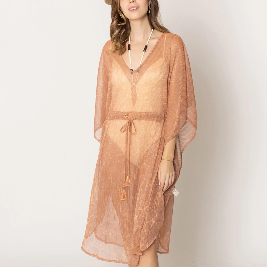 Lurex Sheer String Poncho Beach Cover-Up Dress