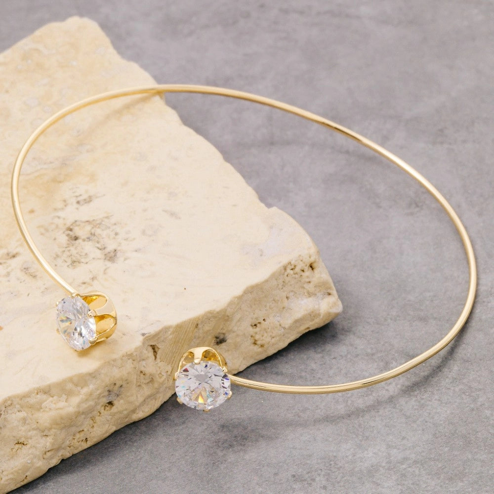 Cz Stone Dainty Open Cuff Bracelet