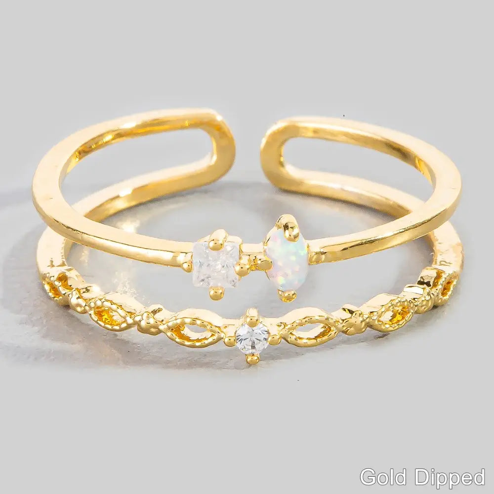 Gold Dipped Cz and Opal Ring