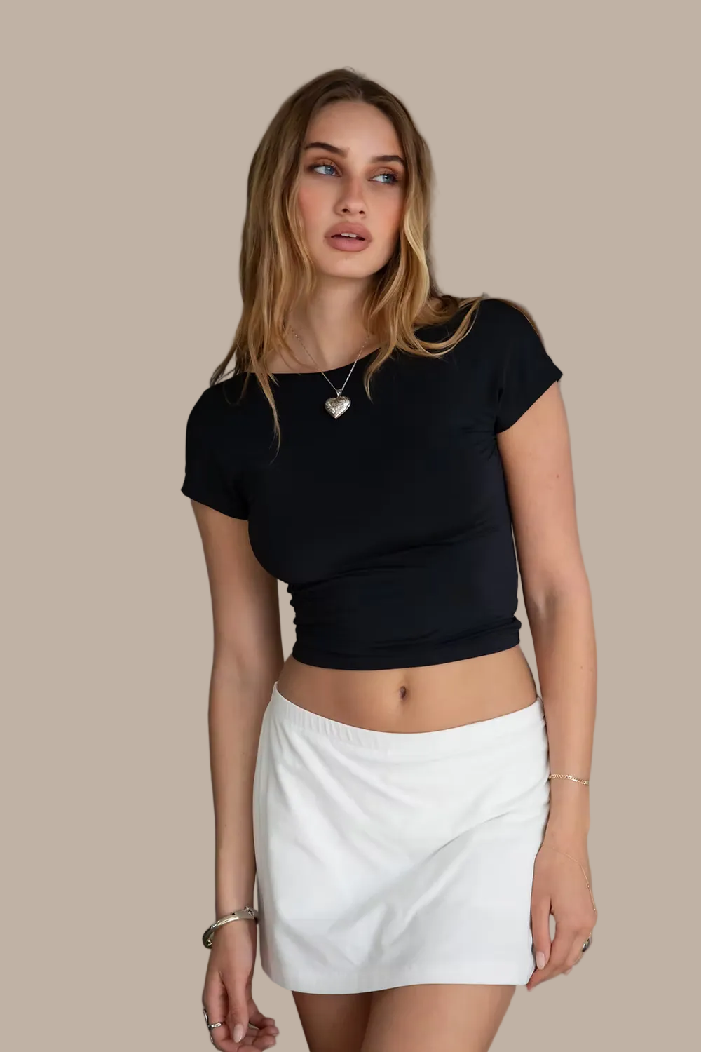 LAINE Elevated Basic Mini Short Skirt
